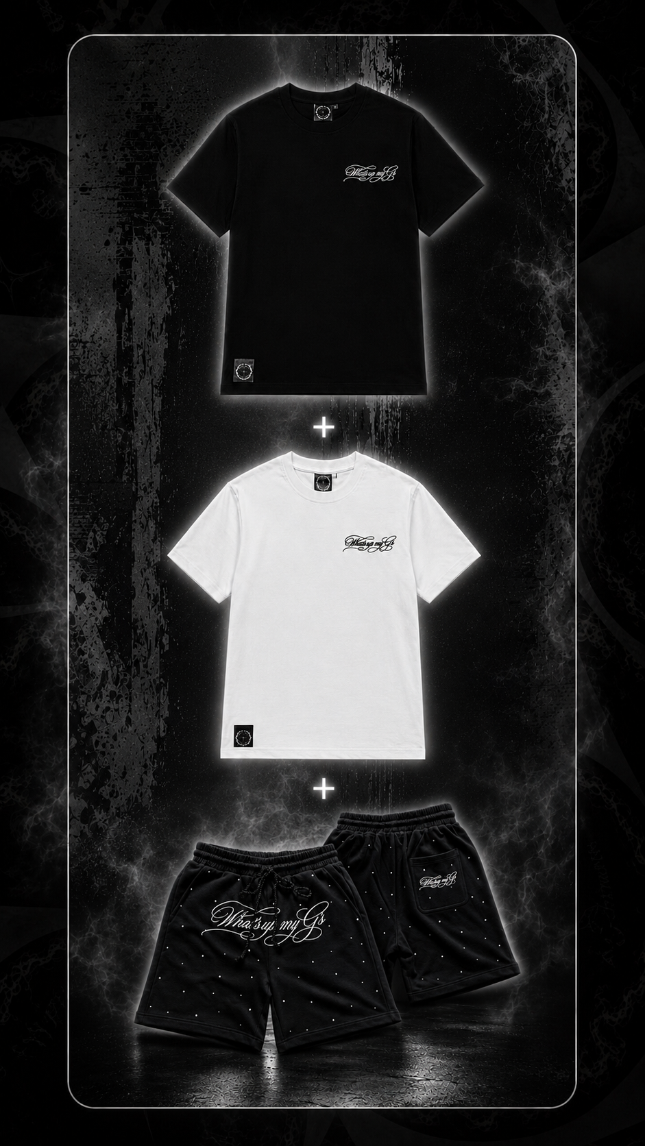 3set  black t-shirt +white t-shirt +half pants